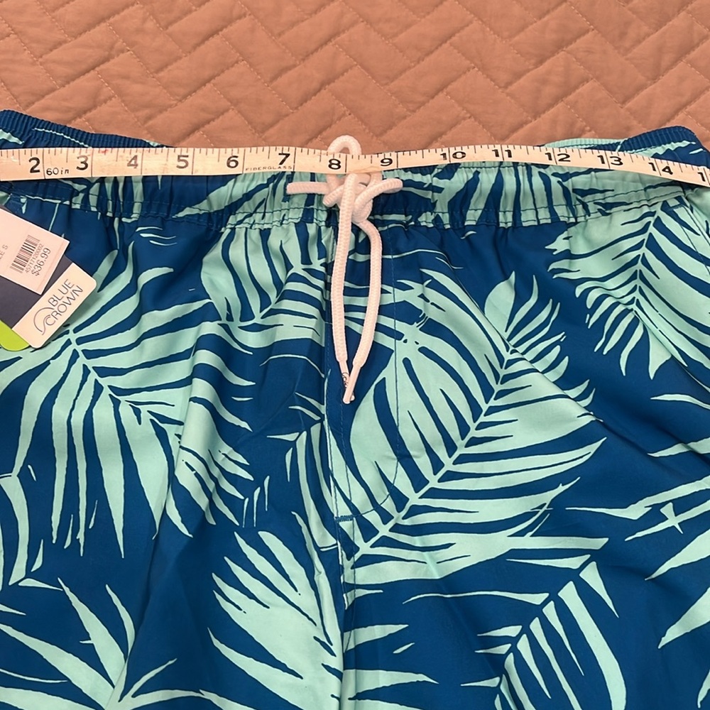 BLUE CROWN Blue Fronds Mens 7" Swim Shorts/NWT/S - Picture 16 of 16